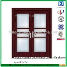 fangda exterior double mdf door with glasses